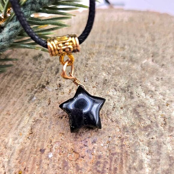 Nature Gold Obsidian Flashy Star Pendant Necklace - Picture 9 of 10